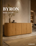 JANSSONG BYRON media console with a warm-toned fluted front and rounded ends